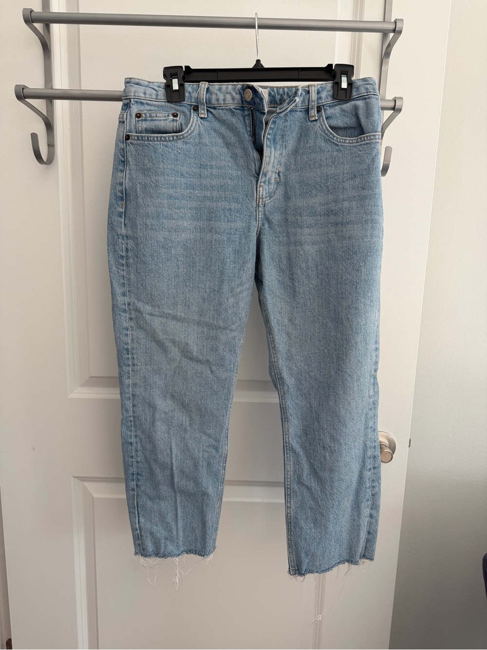 Topshop Light Blue Cropped Straight High-Rise Jeans